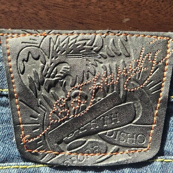 Ed Hardy By Christian Audigier Womens Denim Skull Floral Y2K Grunge Indie 37/38 - Picture 9 of 16